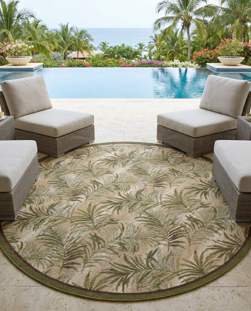Seaside Blooms Collection Area Rug -  Verdant Round Green  lifestyle 40