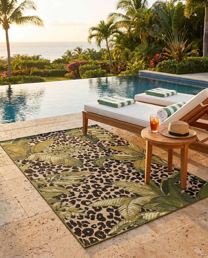 Seaside Blooms Collection Area Rug -  Lotus Rectangle Green  lifestyle 35