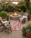 Seaside Blooms Collection Area Rug -  Evergreen (Rust Red) Round Rust Red  lifestyle 45