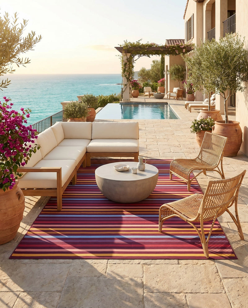 Seaside Stripes Collection Area Rug - Azul Rectangle Multi  lifestyle 42