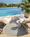Urban Terrace Collection Area Rug -  Astoria (White and Black) Round White and Black  lifestyle 49