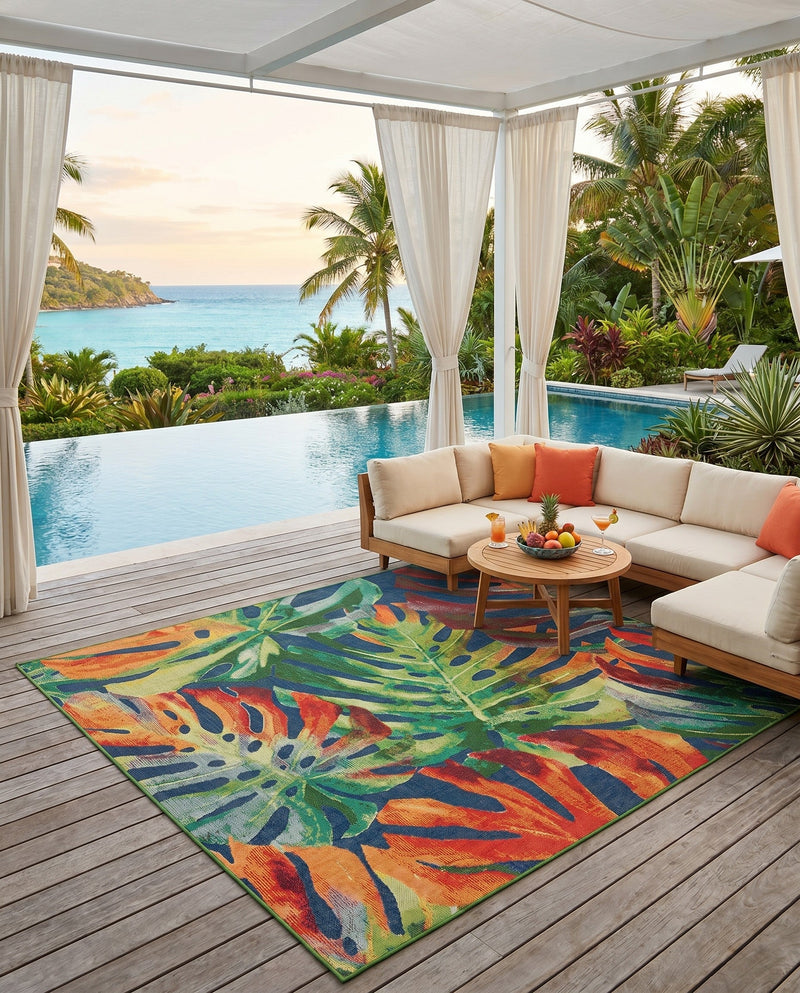 Coastal Terrace Collection Area Rug -  Pier Square Multi  lifestyle 63
