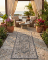 Patio Heritage Collection Area Rug -  Augusta (Charcoal) Runner Charcoal  lifestyle 66