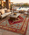 Patio Heritage Collection Area Rug -  Arbor Rectangle Red Green Blue  lifestyle 18