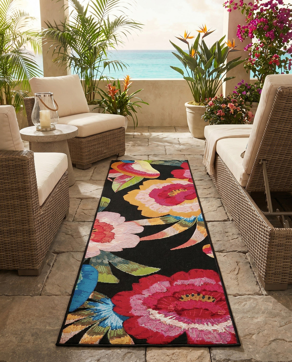 Seaside Blooms Collection Area Rug -  Versailles Runner Multi  lifestyle 96