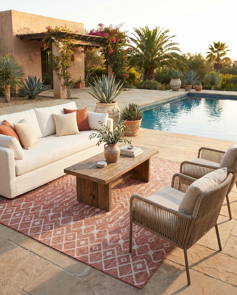 Savannah Pergola Collection Area Rug -  Pergola (Rust Red) Square Rust Red  lifestyle 30