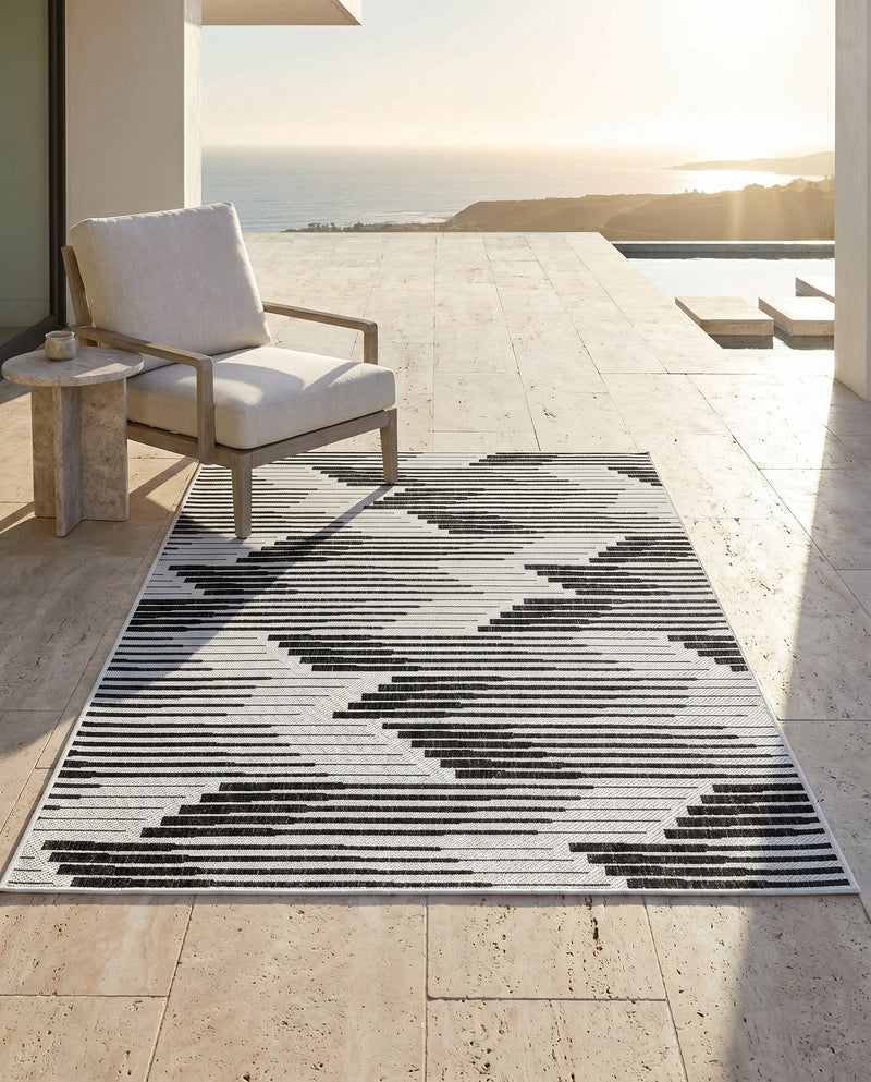 Urban Terrace Collection Area Rug -  Bronx Rectangle Black and White  lifestyle 23