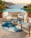 Urban Terrace Collection Area Rug -  Gazebo Round Blue and Ivory  lifestyle 63