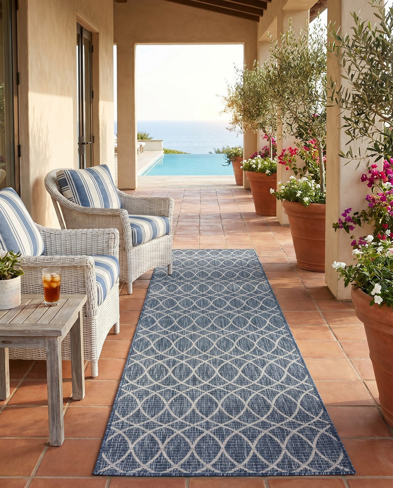 Savannah Pergola Collection Area Rug -  Pavilion (Blue) Runner Blue  lifestyle 47