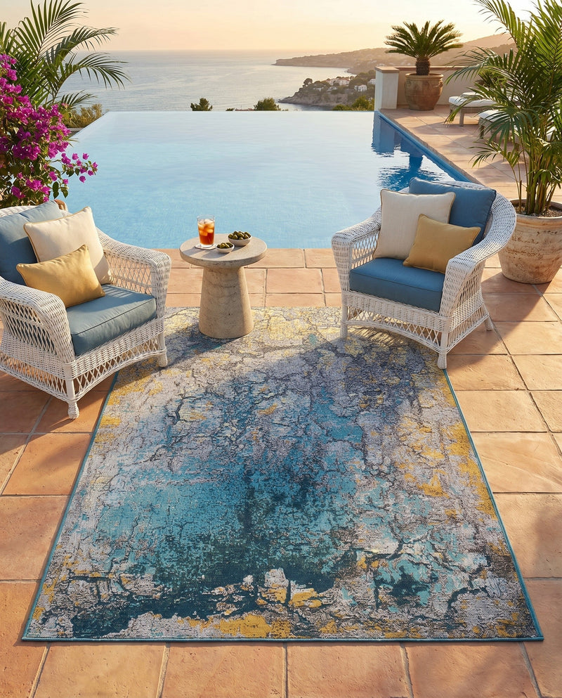 Urban Terrace Collection Area Rug -  Lanai Rectangle Gradient Blue  lifestyle 16