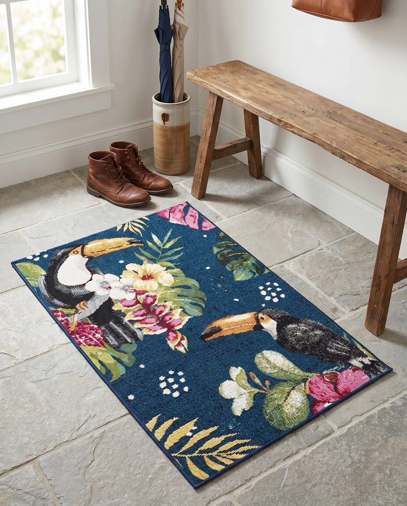 Seaside Blooms Collection Area Rug -  Leaf Rectangle Multi  lifestyle 30