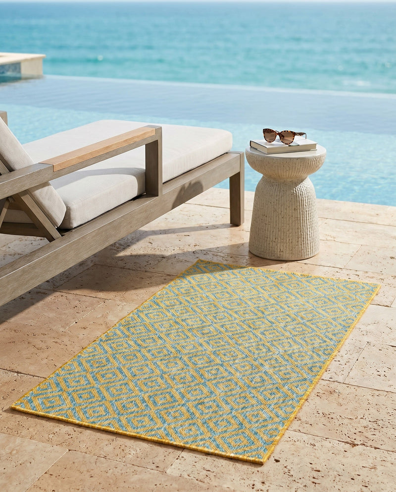 Urban Oasis Rugs Collection Area Rug -  Rooftop (Yellow and Aqua) Rectangle Yellow and Aqua  lifestyle 28