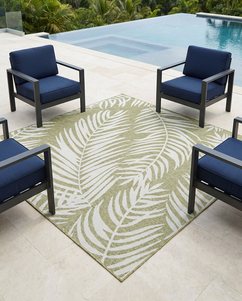 Seaside Blooms Collection Area Rug - Verdure (Green) Square Green  lifestyle 41
