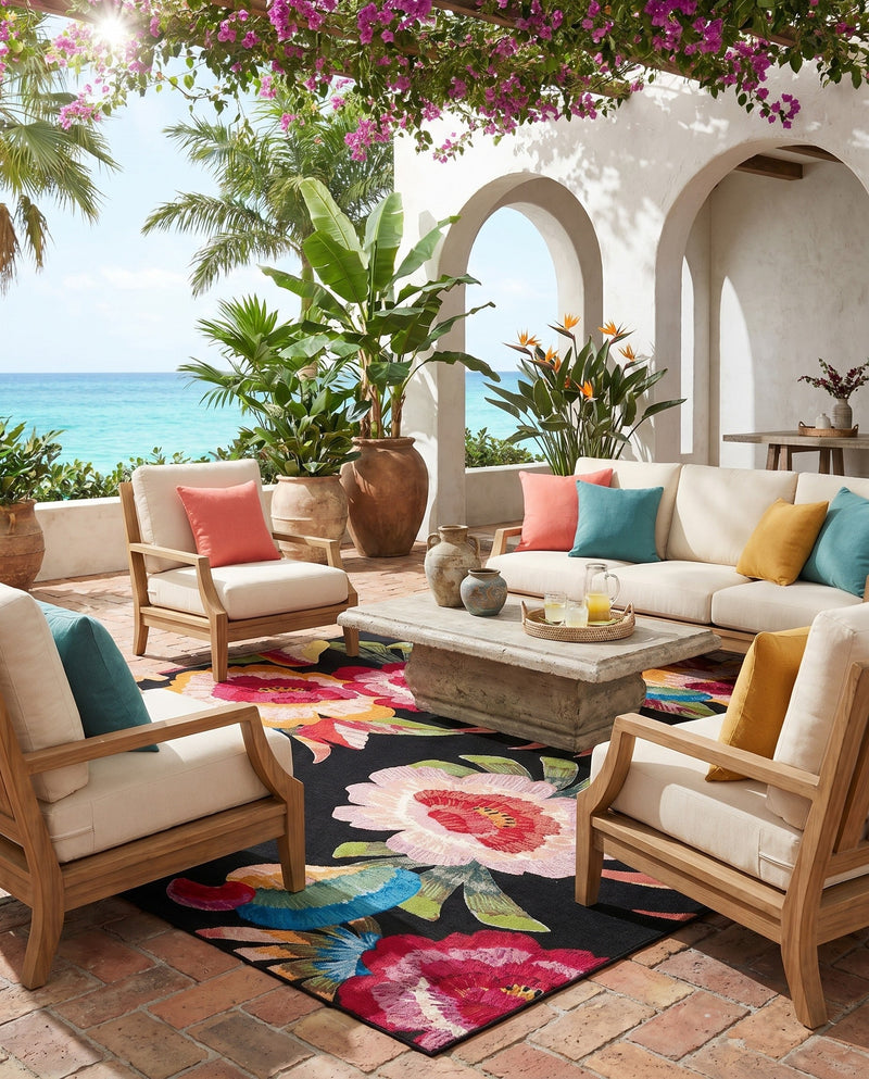 Seaside Blooms Collection Area Rug -  Versailles Rectangle Multi  lifestyle 27