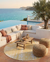 Desert Nomad Terrace Collection Area Rug - Sahara (Yellow) Round Yellow  lifestyle 33