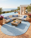 Seaside Serenity Collection Area Rug - Veranda (Aquamarine) Oval Aquamarine  lifestyle 66