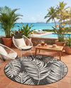 Seaside Blooms Collection Area Rug - Verdure (Charcoal) Round Charcoal  lifestyle 76