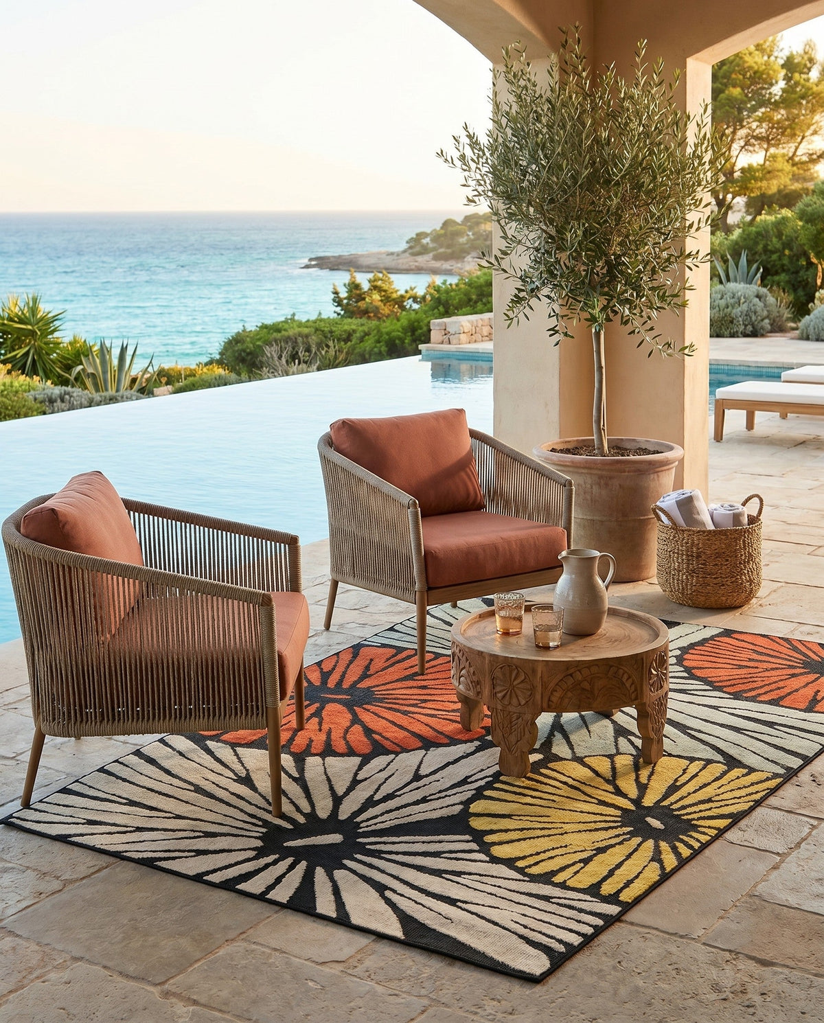 Outdoor Marrakesh Collection Area Rug -  Tetouan Rectangle Multi  lifestyle 16