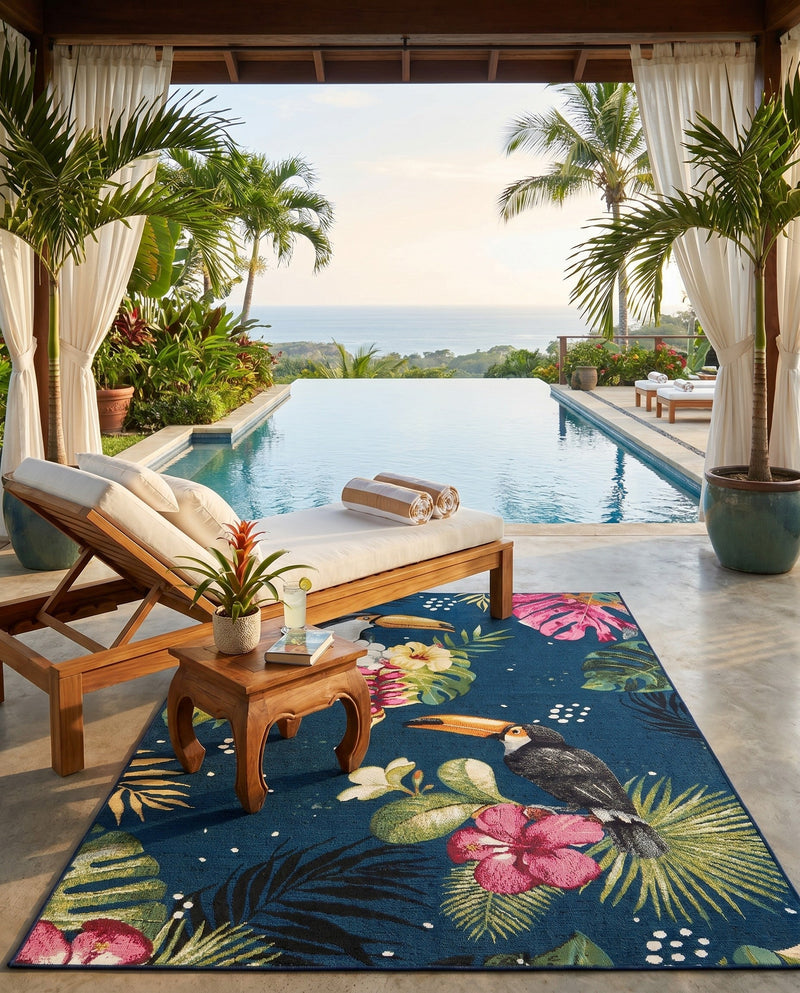 Seaside Blooms Collection Area Rug -  Leaf Rectangle Multi  lifestyle 23
