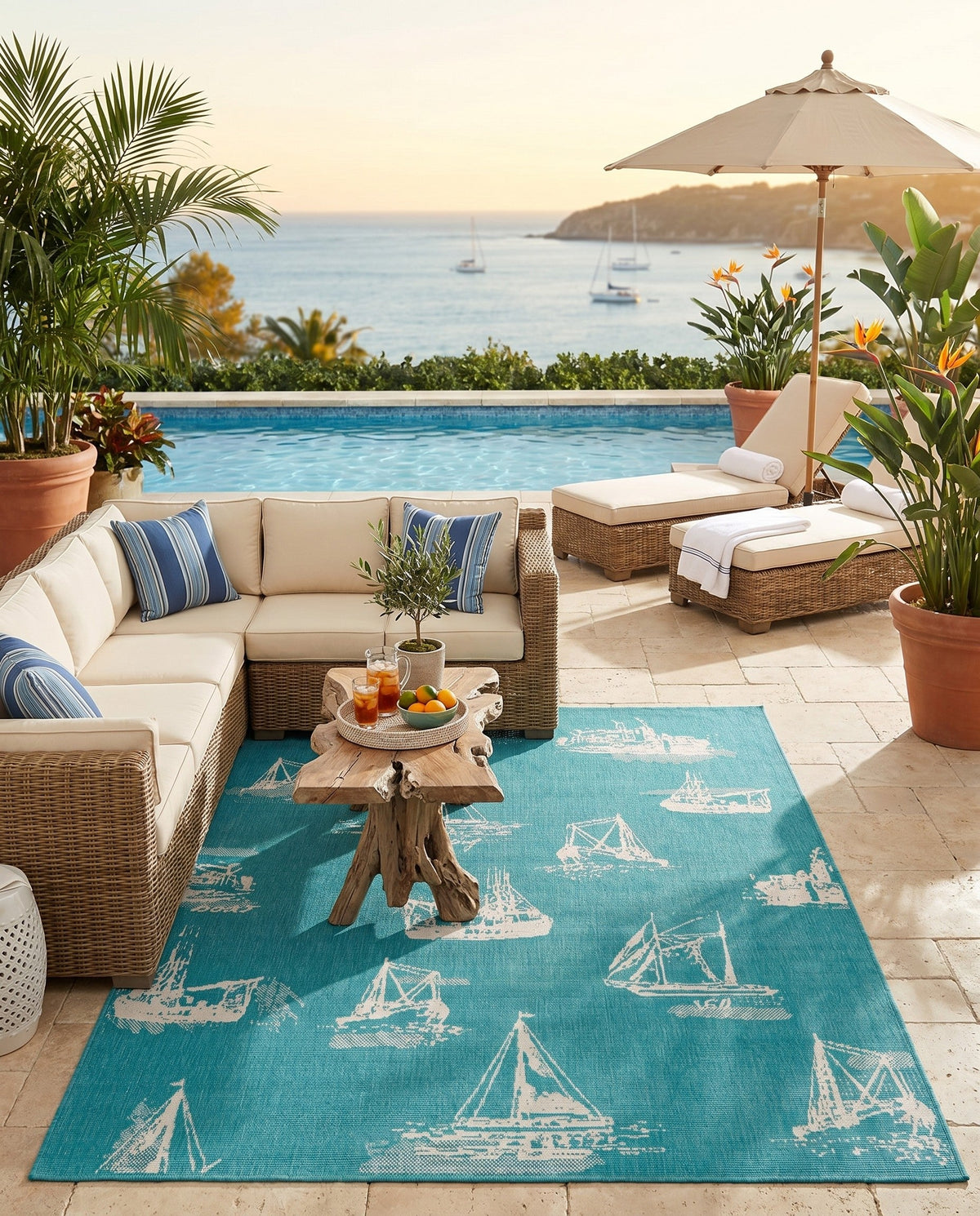 Seaside Haven Rugs Collection Area Rug -  Beachcomber Rectangle Teal  lifestyle 11