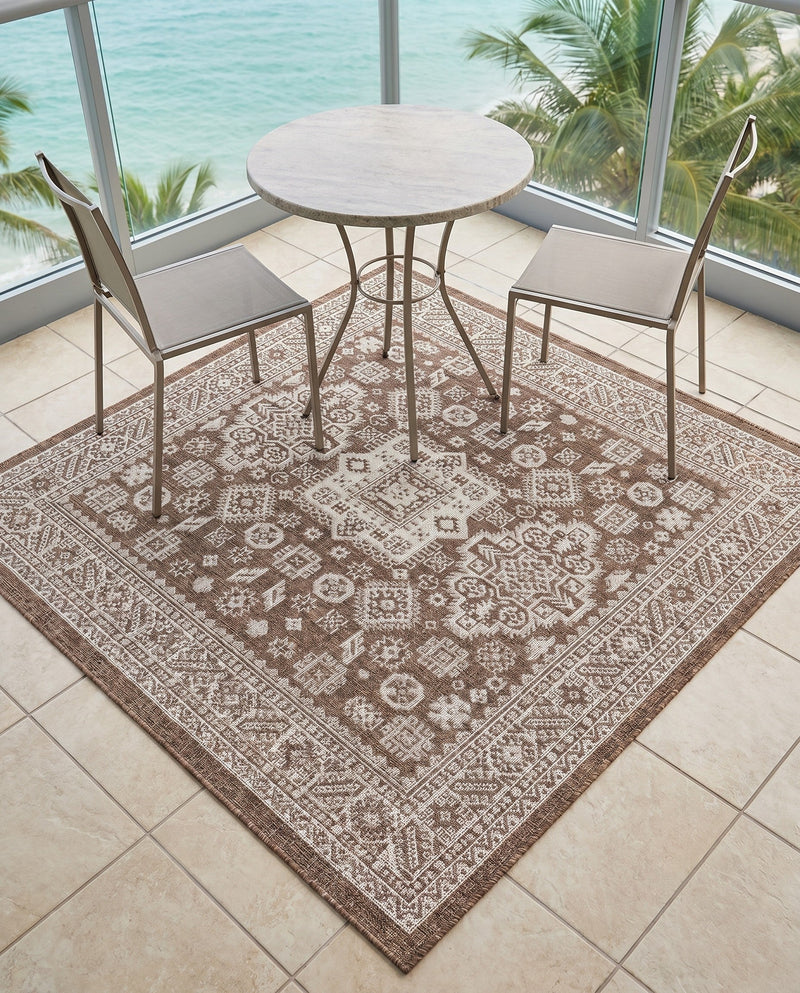 Tribal Terrace Treasures Collection Area Rug -  Incan Isle (Brown) Square Brown  lifestyle 32