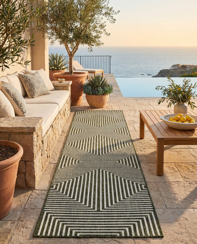 Urban Terrace Collection Area Rug -  Astoria (Green) Runner Green  lifestyle 47