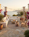 Seaside Stripes Collection Area Rug -  Boardwalk (Natural) Round Natural  lifestyle 74