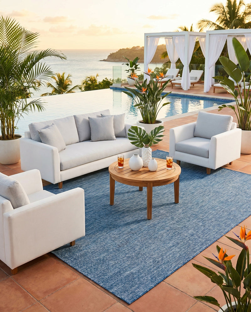 Seaside Serenity Collection Area Rug - Veranda (Blue) Rectangle Blue  lifestyle 12