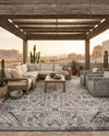 Tribal Terrace Treasures Collection Area Rug - Mayan Marina (Charcoal Gray) Rectangle Charcoal Gray  lifestyle 7
