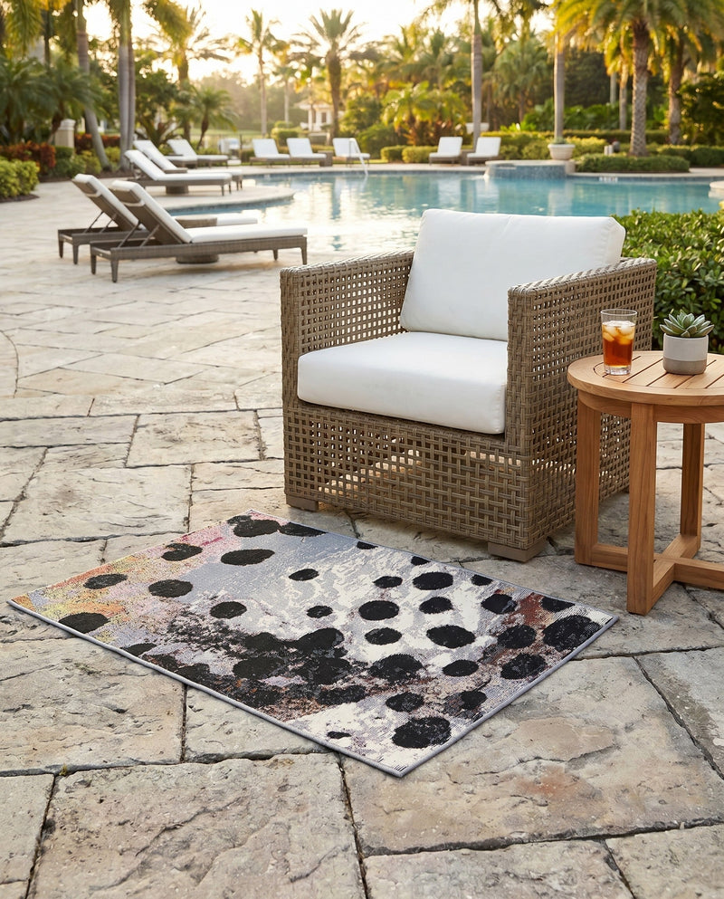 Urban Terrace Collection Area Rug -  Piazza Rectangle White and Black  lifestyle 8
