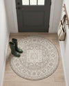 Tribal Terrace Treasures Collection Area Rug -  Incan Isle (Light Gray) Round Light Gray  lifestyle 53