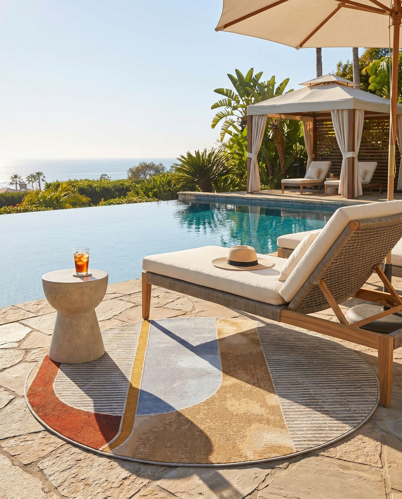 Urban Terrace Collection Area Rug -  Deck Round Multi  lifestyle 58
