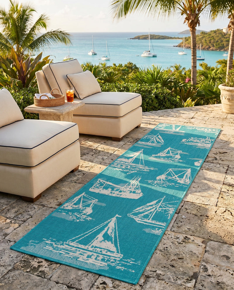 Seaside Haven Rugs Collection Area Rug -  Beachcomber Runner Teal  lifestyle 79