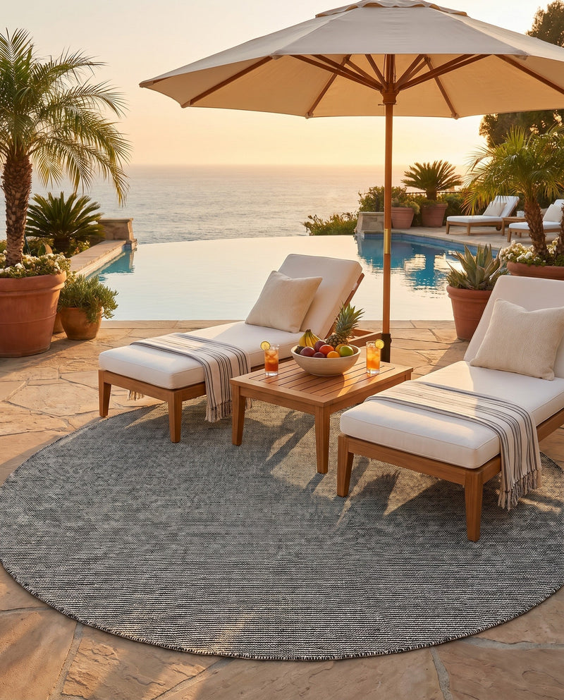 Jill Zarin Sedona Oasis Outdoor Collection Area Rug - Coconino (Black Sky) Round Black Sky  lifestyle 57