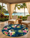 Seaside Blooms Collection Area Rug -  Leaf Round Multi  lifestyle 37