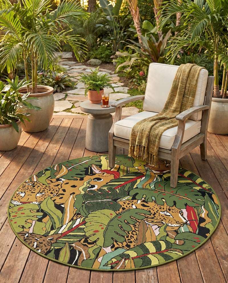 Seaside Blooms Collection Area Rug -  Sorrento Round Green  lifestyle 64