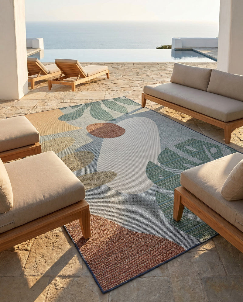 Coastal Terrace Collection Area Rug -  Boardwalk Rectangle Blue  lifestyle 13
