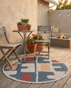 Coastal Terrace Collection Area Rug -  Sail Round Ivory and Blue  lifestyle 28