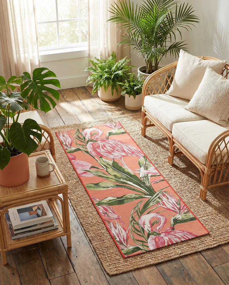Seaside Blooms Collection Area Rug -  Kyoto Runner Coral  lifestyle 69