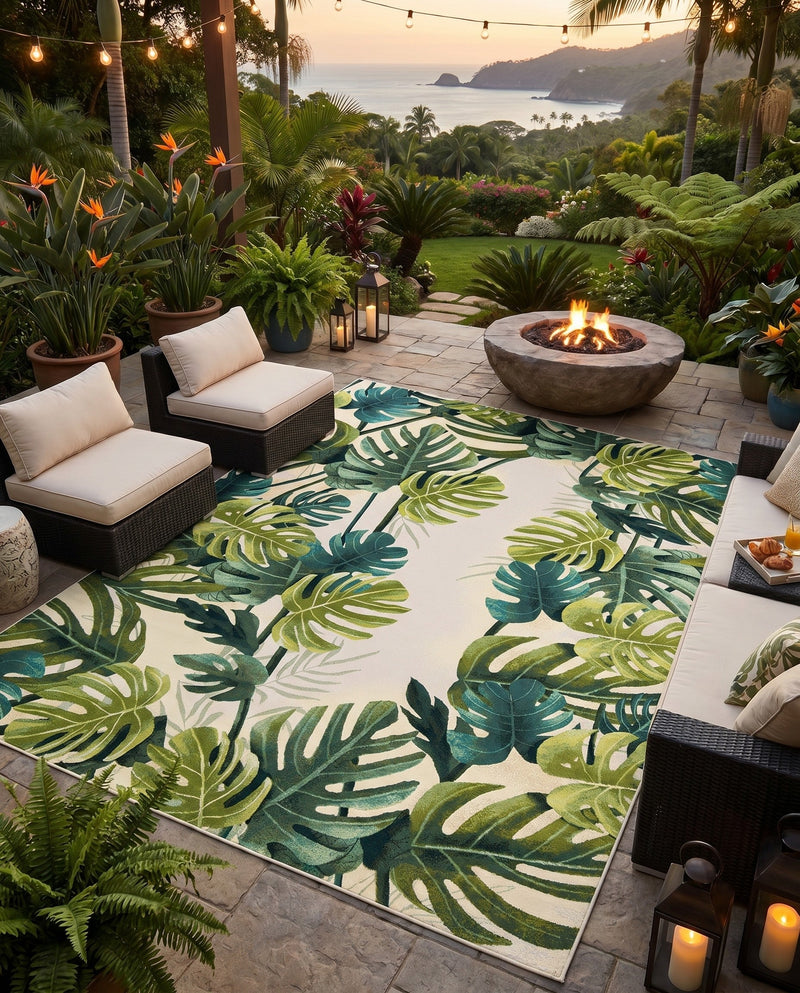 Seaside Blooms Collection Area Rug -  Ivy Rectangle Green  lifestyle 53
