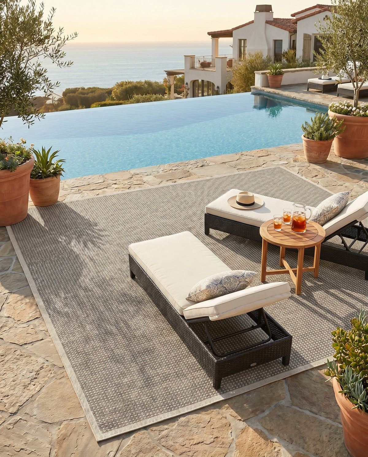 Terrace Fringe Collection Area Rug - Patio Rectangle Brown  lifestyle 30