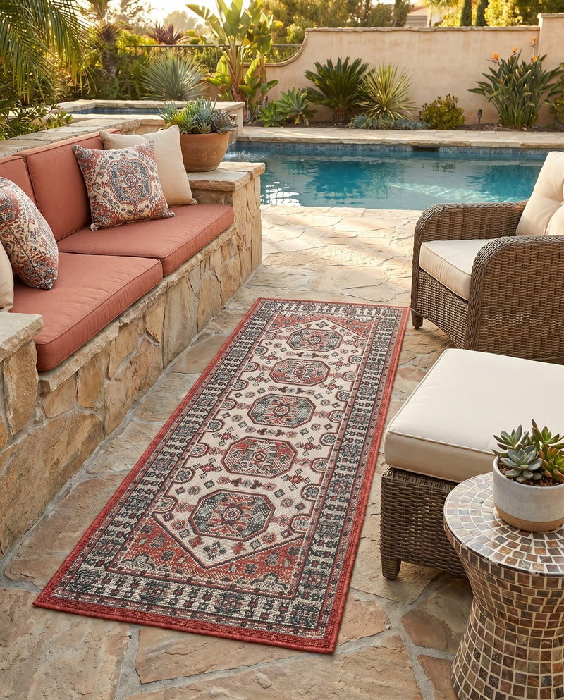 Patio Heritage Collection Area Rug - Veranda Runner Multi  lifestyle 72