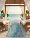 Patio Heritage Collection Area Rug -  Charleston (Light Aqua) Runner Light Aqua  lifestyle 53
