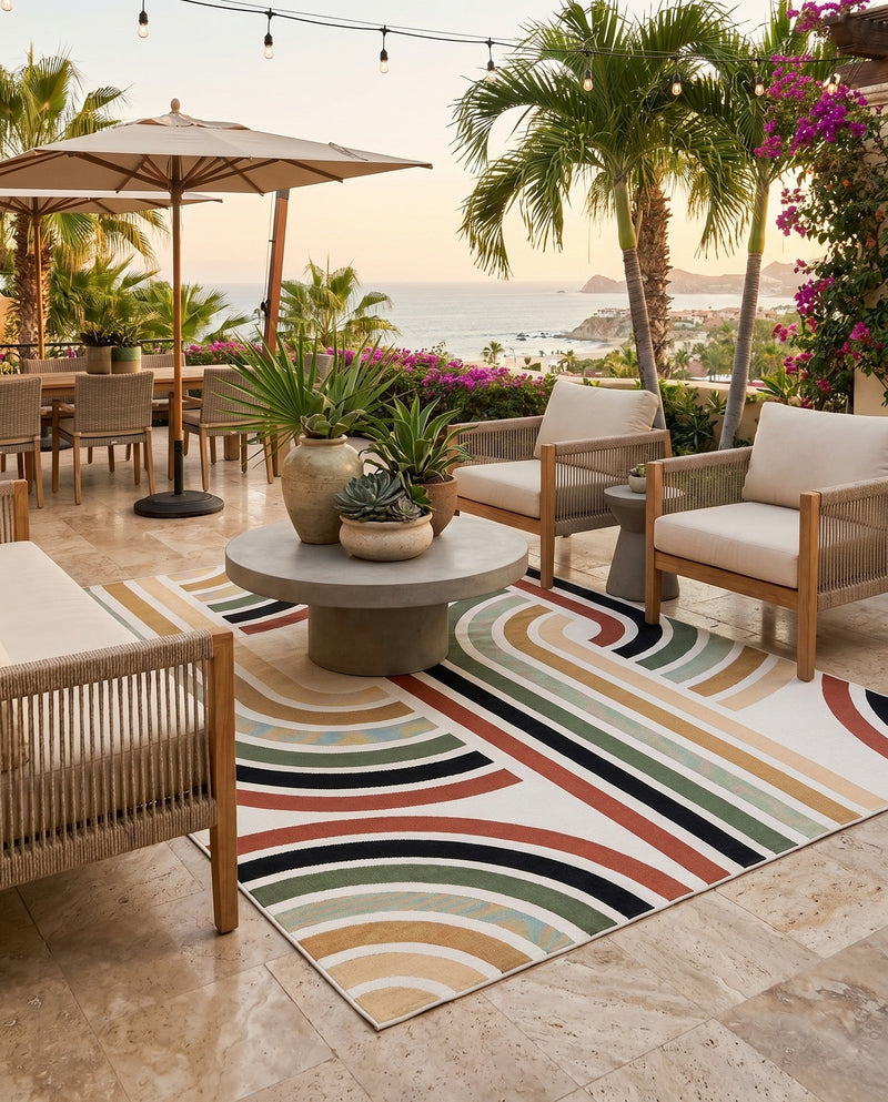 Urban Terrace Collection Area Rug -  Piazza Rectangle Multi  lifestyle 9