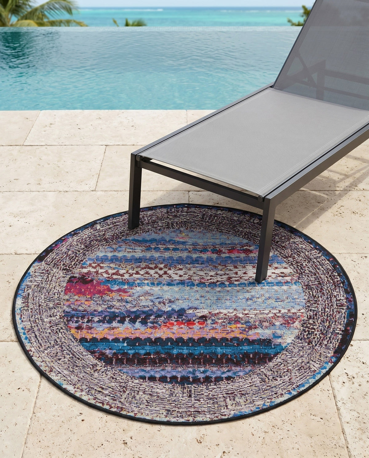Urban Terrace Collection Area Rug -  Oasis Round Multi  lifestyle 93