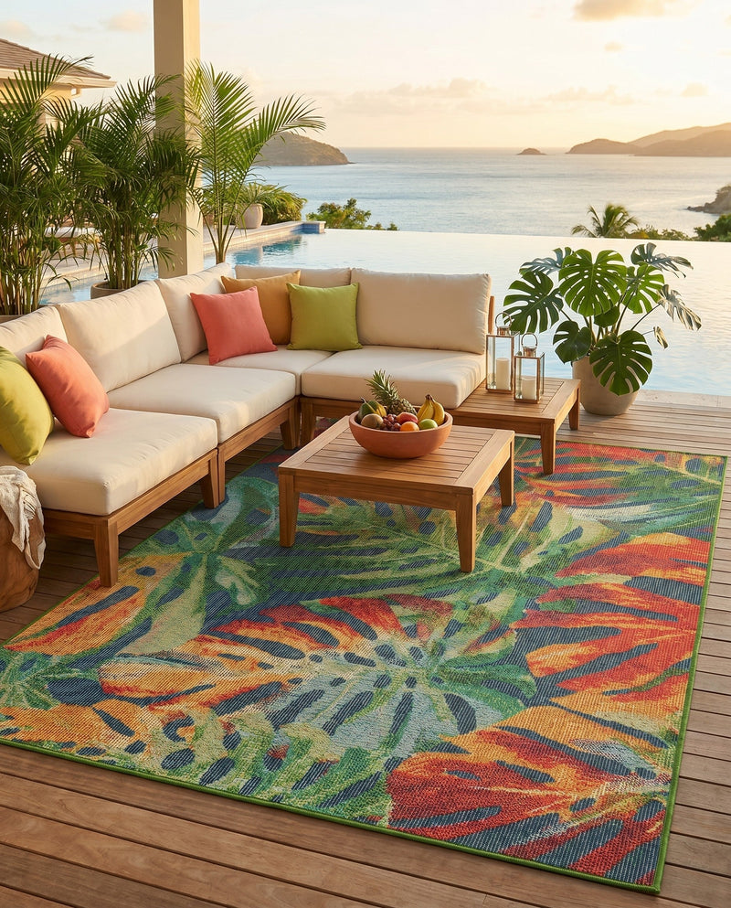 Coastal Terrace Collection Area Rug -  Pier Rectangle Multi  lifestyle 8