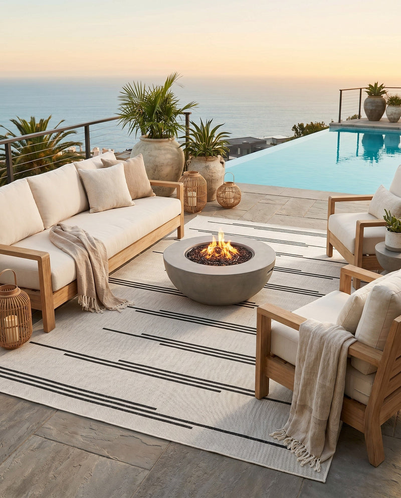 Urban Terrace Collection Area Rug -  Brooklyn Rectangle White and Black  lifestyle 33