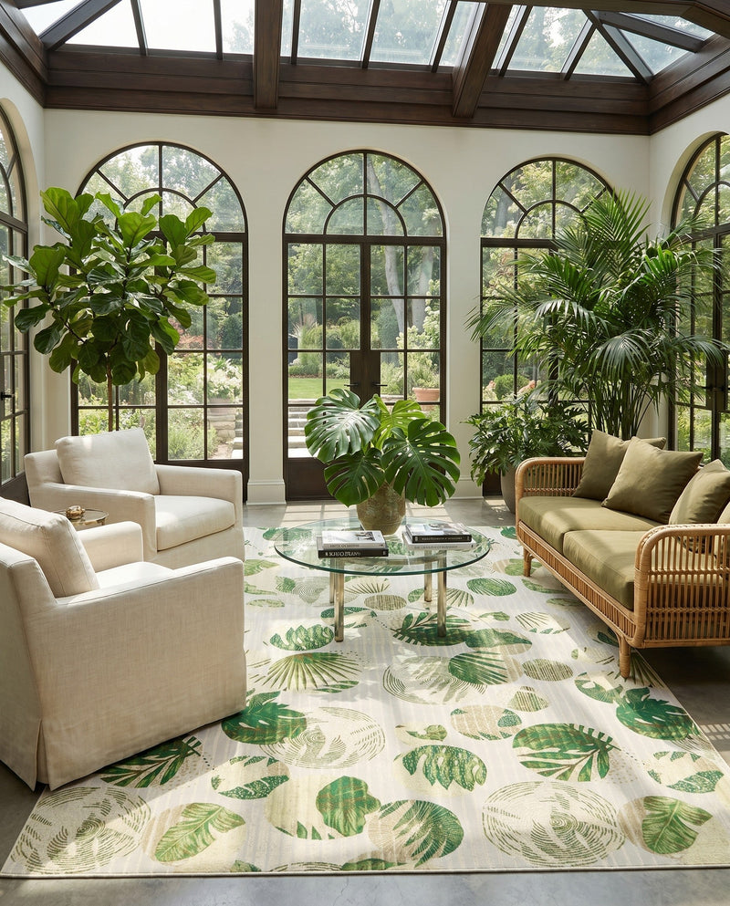 Seaside Blooms Collection Area Rug -  Ivy Rectangle Green  lifestyle 65