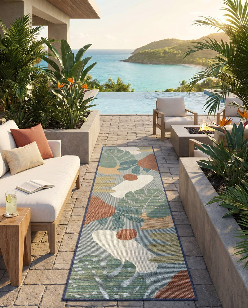 Coastal Terrace Collection Area Rug -  Boardwalk Runner Blue  lifestyle 45