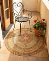 Patio Heritage Collection Area Rug -  Pergola Round Blue and Light Brown  lifestyle 76